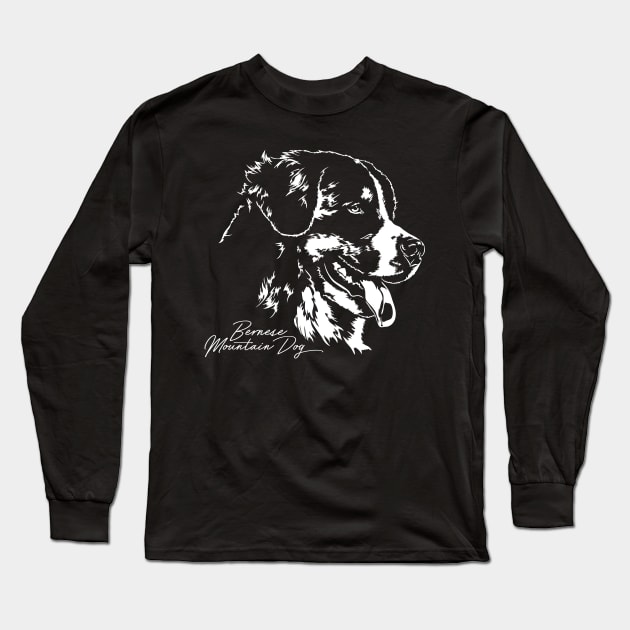 Bernese Mountain Dog lover dog portrait Long Sleeve T-Shirt by wilsigns